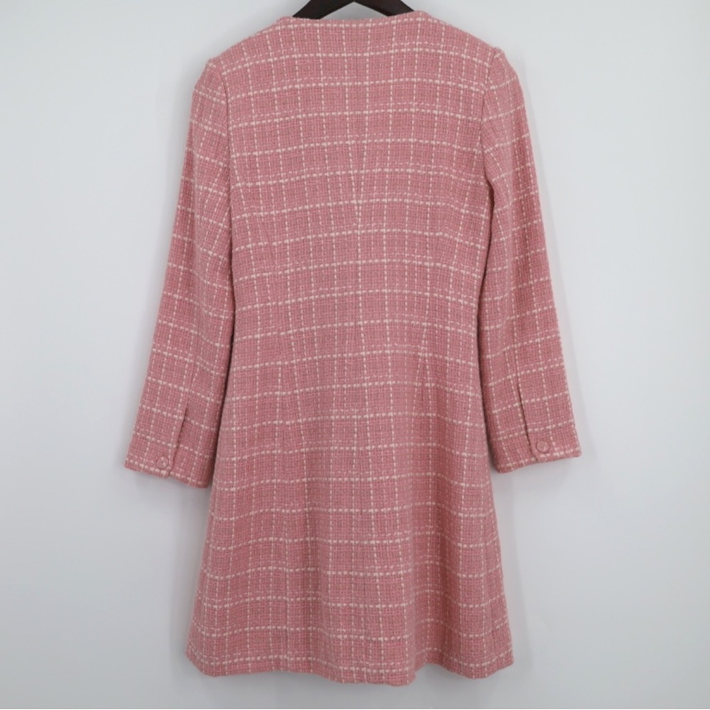 Favorite Daughter Tweed Plaid Button Midi Dress Old Money Quiet Luxury Sz 2 - Picture 2 of 8